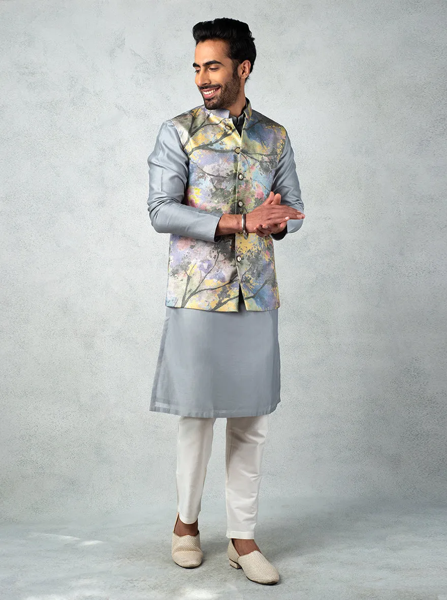 Mustard & Grey Bandhgala Jacket | TULA