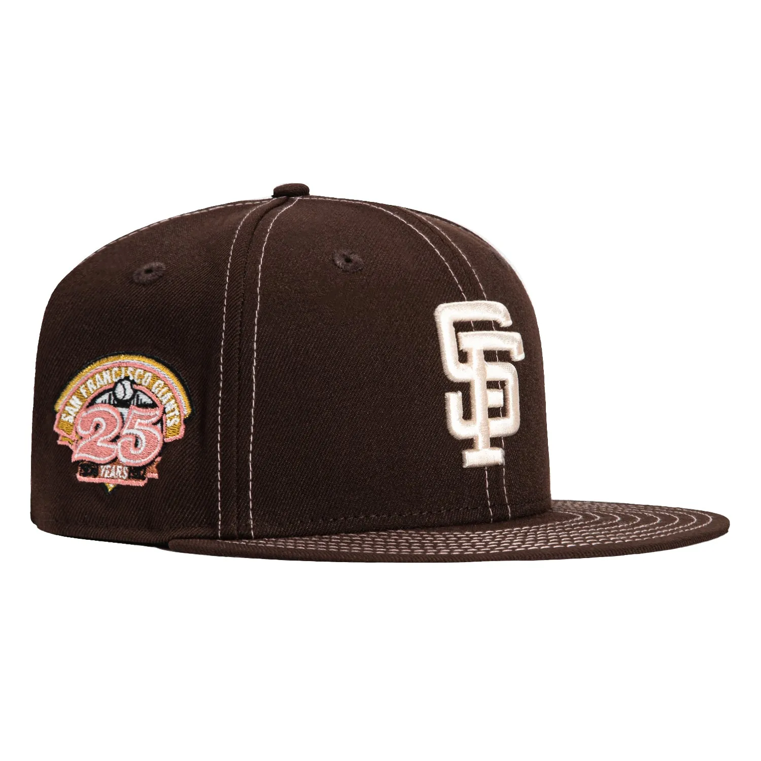 New Era 59Fifty Pink Contrast Stitch San Francisco Giants 25th Anniversary Patch Hat - Brown