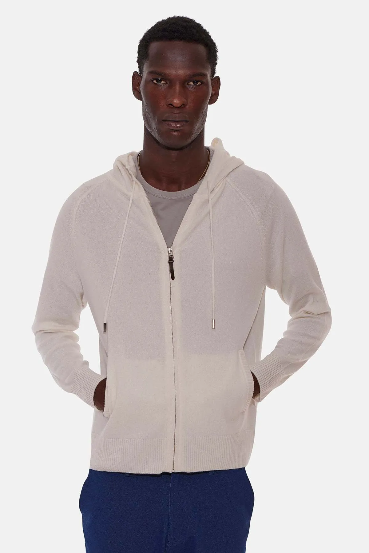 New Leo Zip Hoodie With Pockets - Eggshell