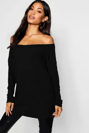 Off The Shoulder Oversized Rib Knitted Sweater