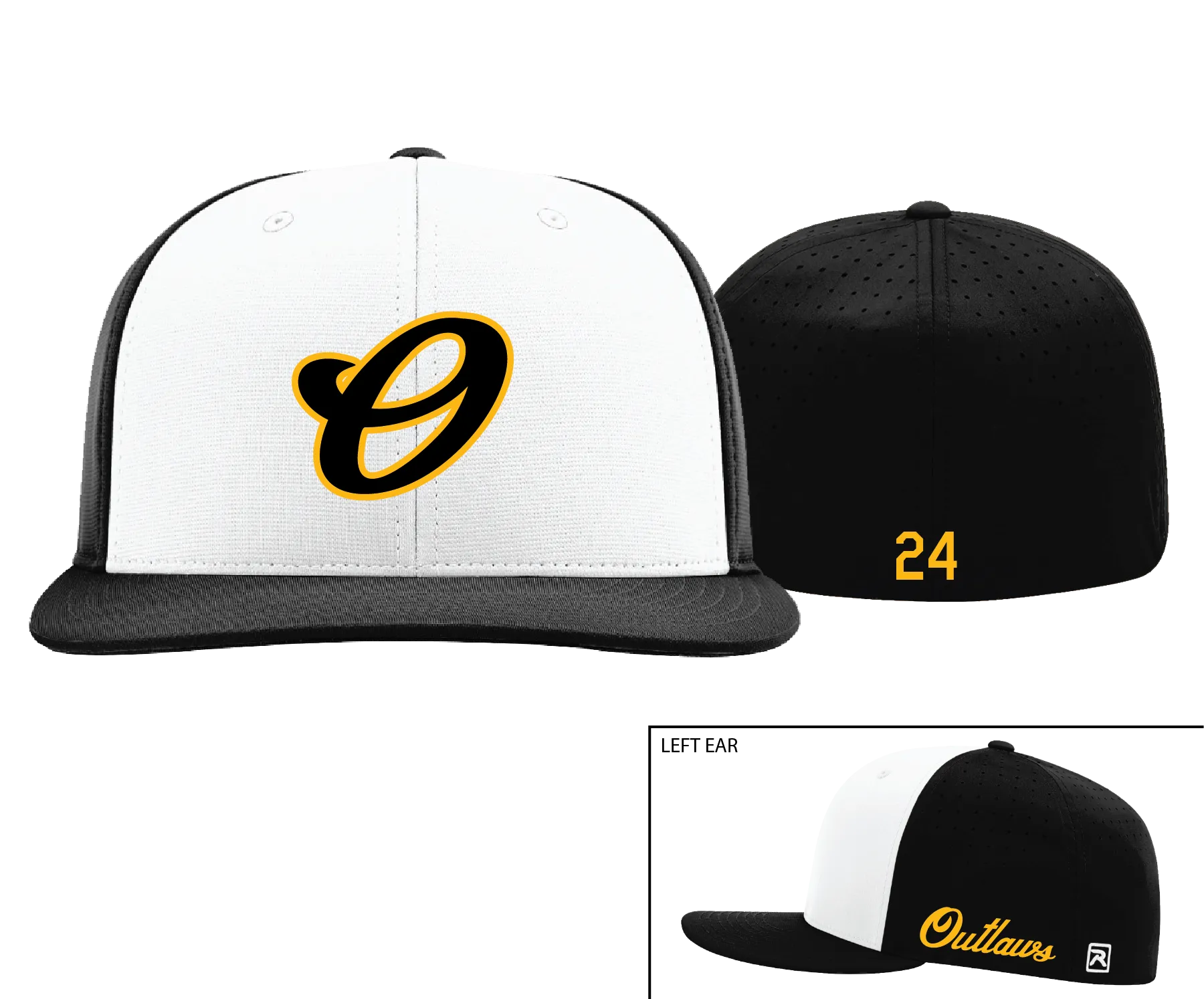 Outlaws - White & Black Fitted Hat