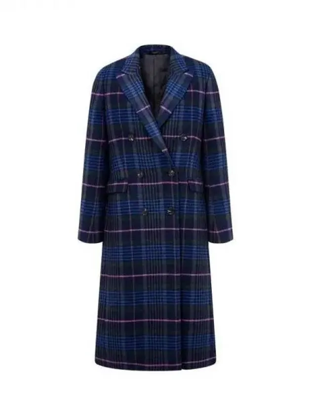 Overseas Station Season Big Chance 8 18 Women s Check Wool Peaked Double Coat Dark Navy 270581