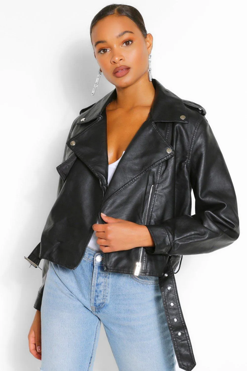 Oversized Crop Moto Jacket