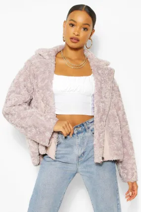 Oversized Faux Teddy Fur Aviator Jacket