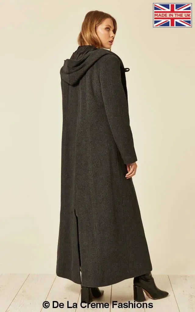 Oversized Wool Blend Hooded Long Coat (1716)