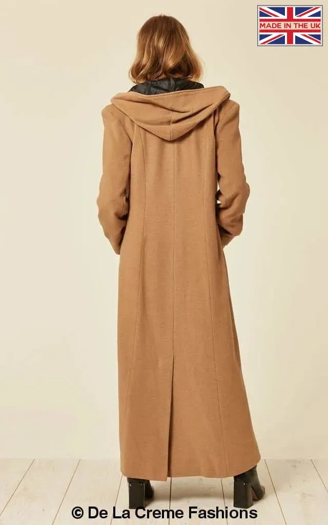 Oversized Wool Blend Hooded Long Coat (1716)