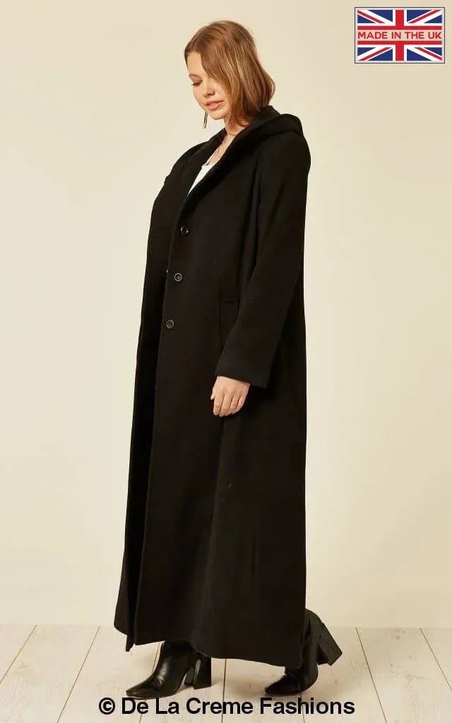 Oversized Wool Blend Hooded Long Coat (1716)