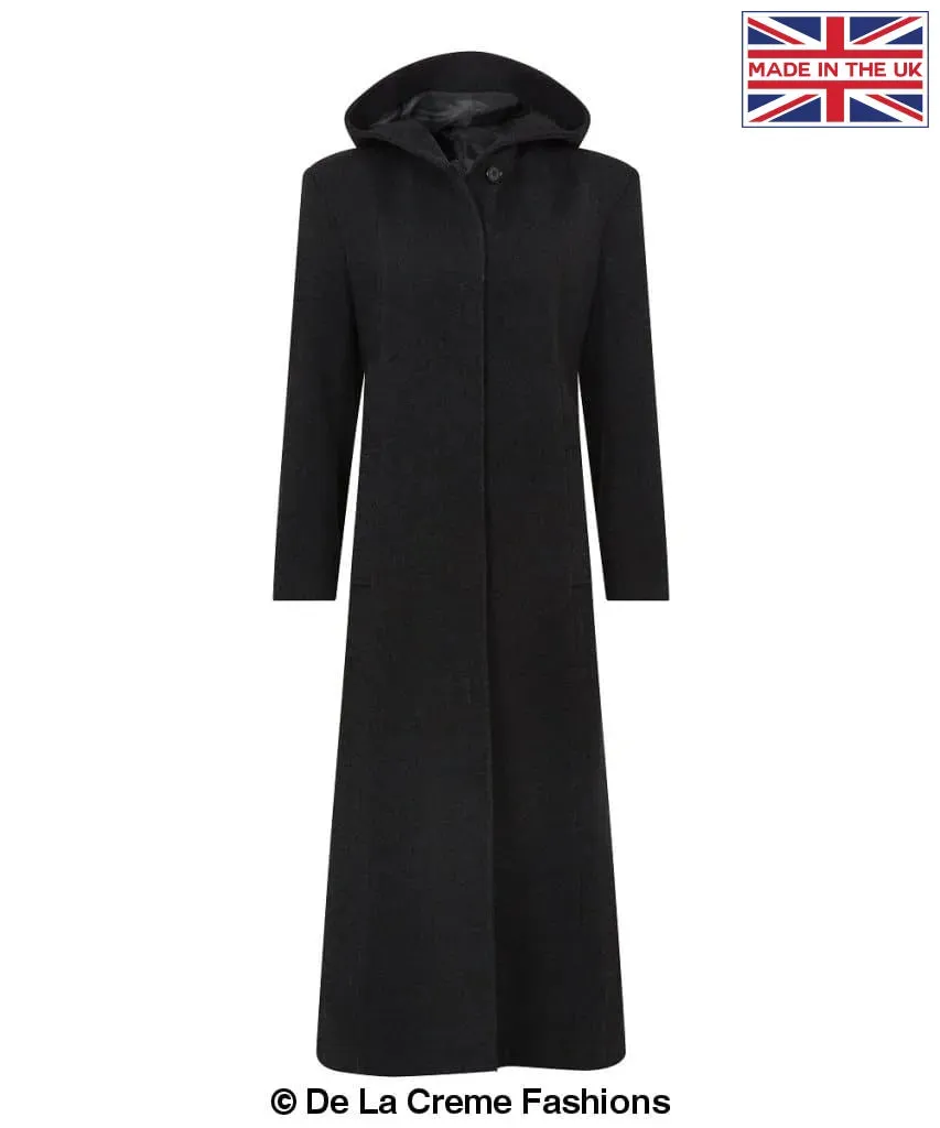 Oversized Wool Blend Hooded Long Coat (1716)