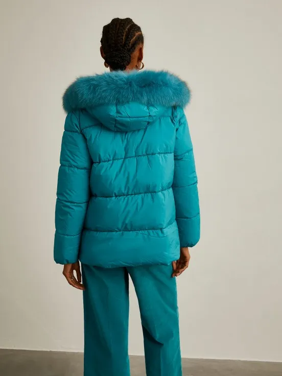 Padded jacket with fur hood