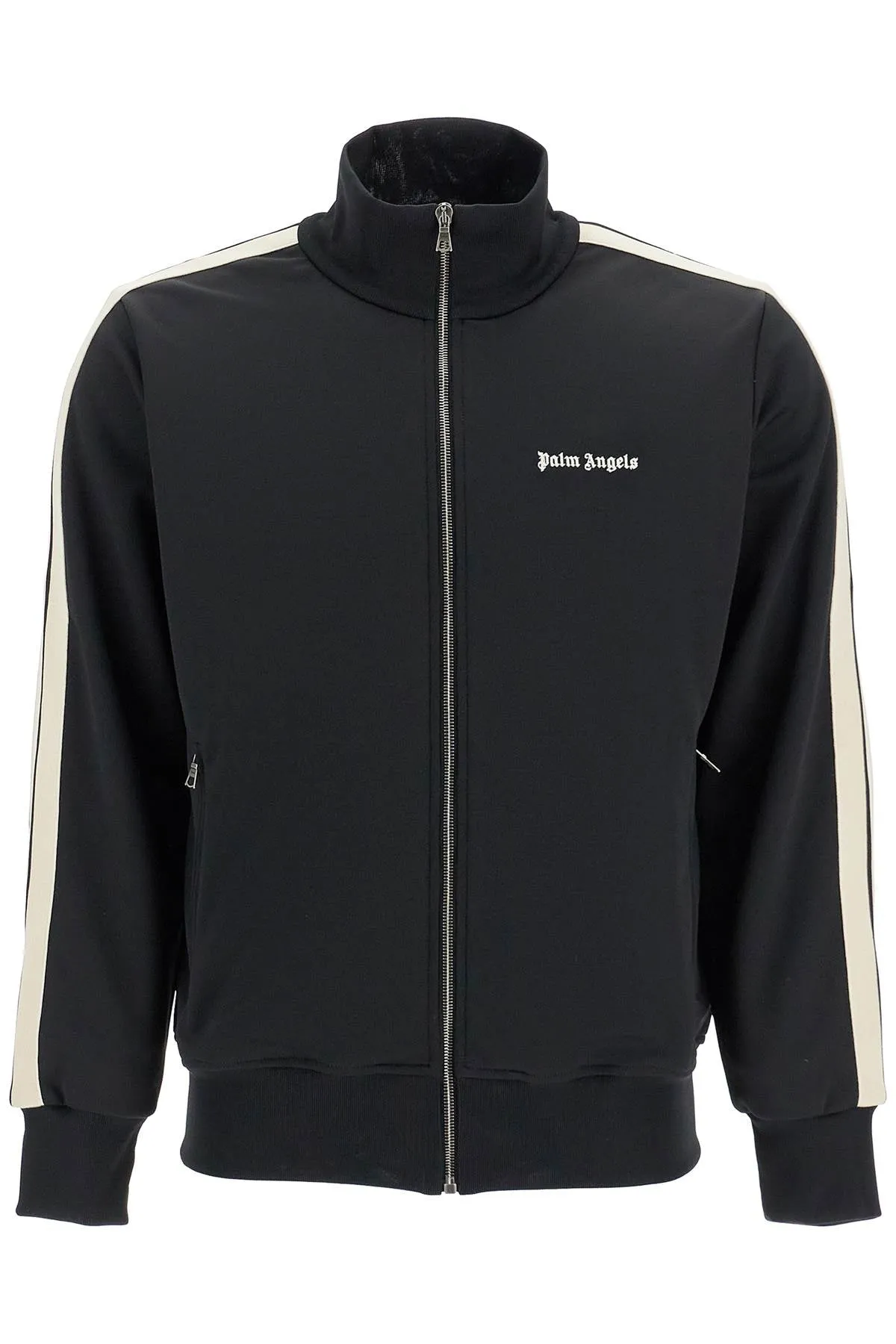 Palm Angels Contrast Band Track Jacket With Nine Words   Black