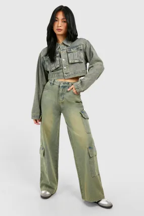 Petite Vintage Wash Cargo Jeans