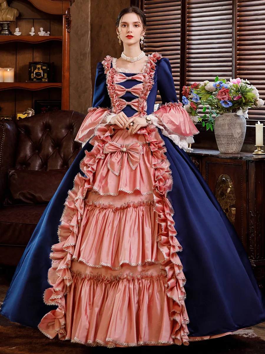 Pink  Retro Tudor Dress Costumes  Dress For Women Euro-Style Marie Antoinette Costume Party Prom Dress