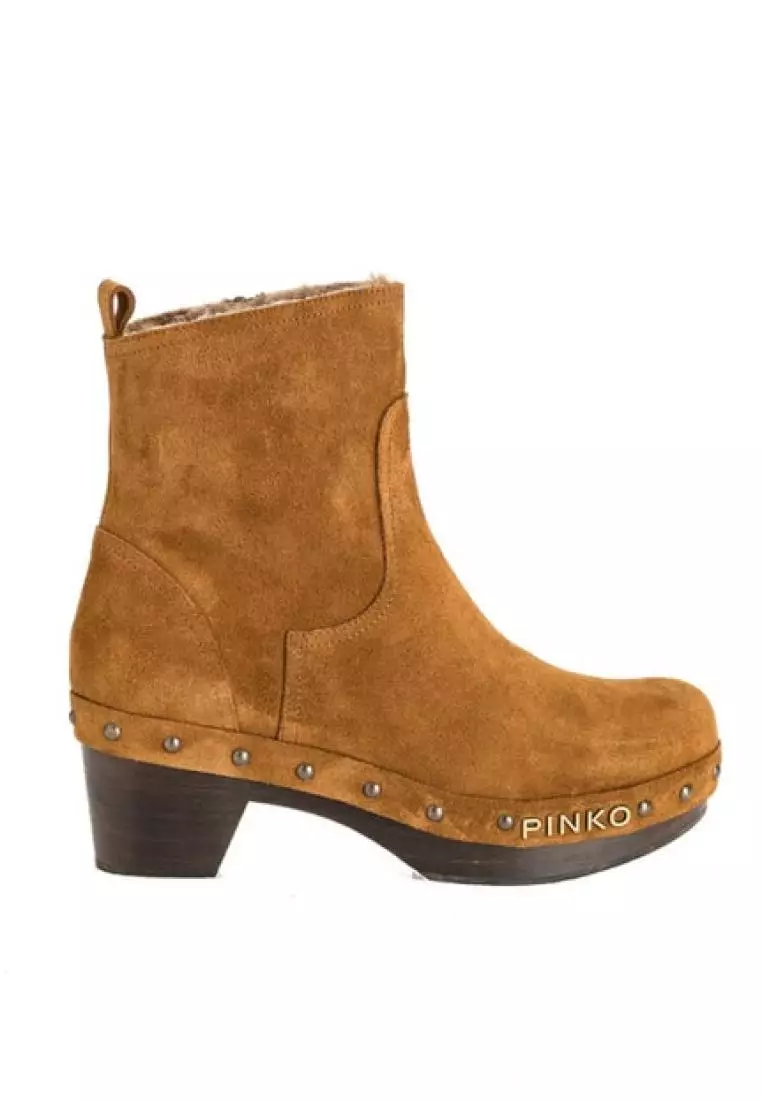 Pinko Suede and faux fur ankle boots