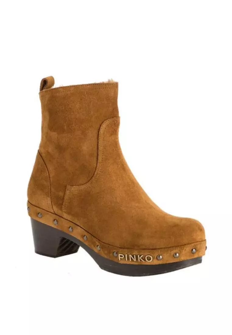 Pinko Suede and faux fur ankle boots