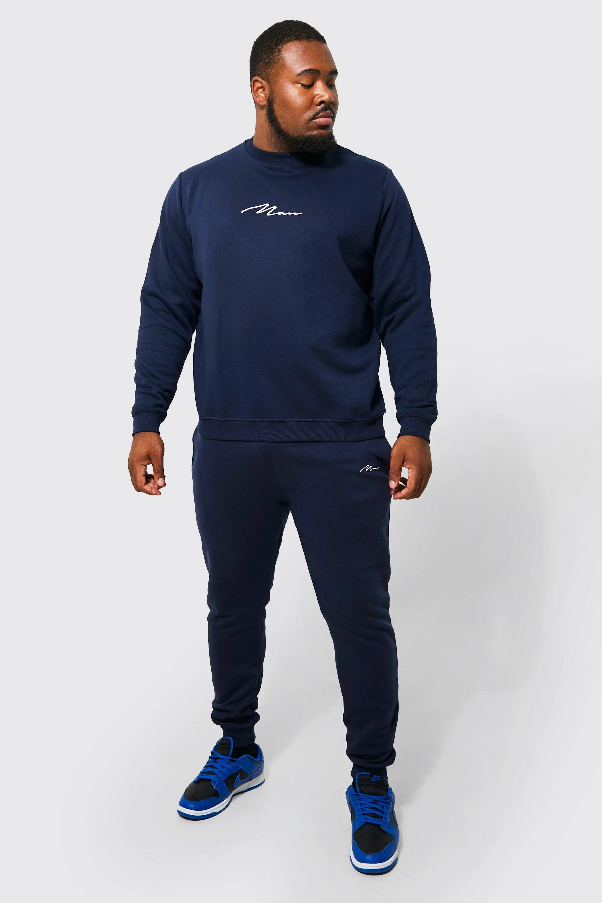 Plus Man Script Sweater Tracksuit