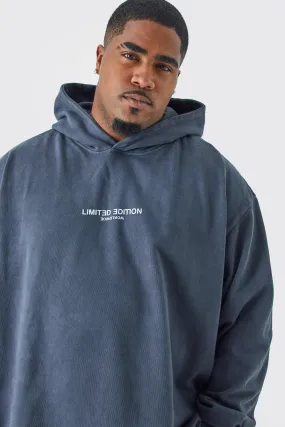 Plus Oversized Wash Limited Raw Hem Hoodie | boohooMAN UK