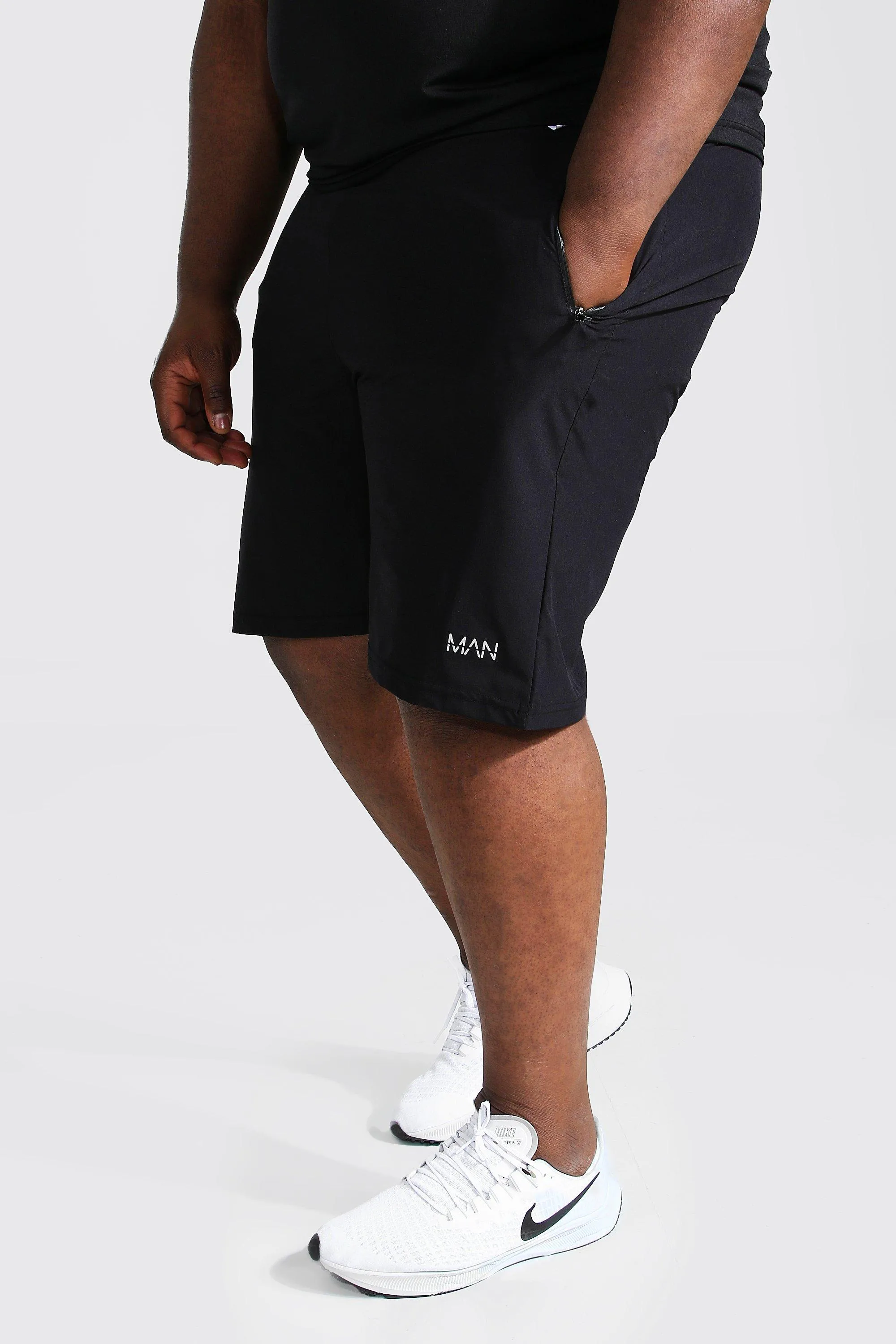 Plus Size Man Active Shorts With Zip Pockets | boohooMAN UK