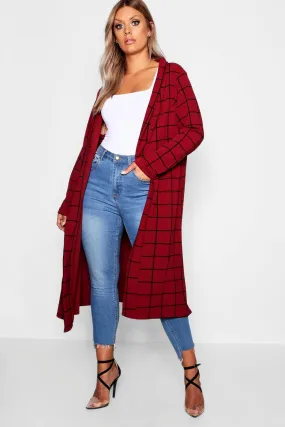 Plus Windowpane Check Duster Coat