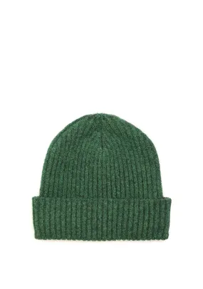 Pom Ribbed Beanie Hat, Green