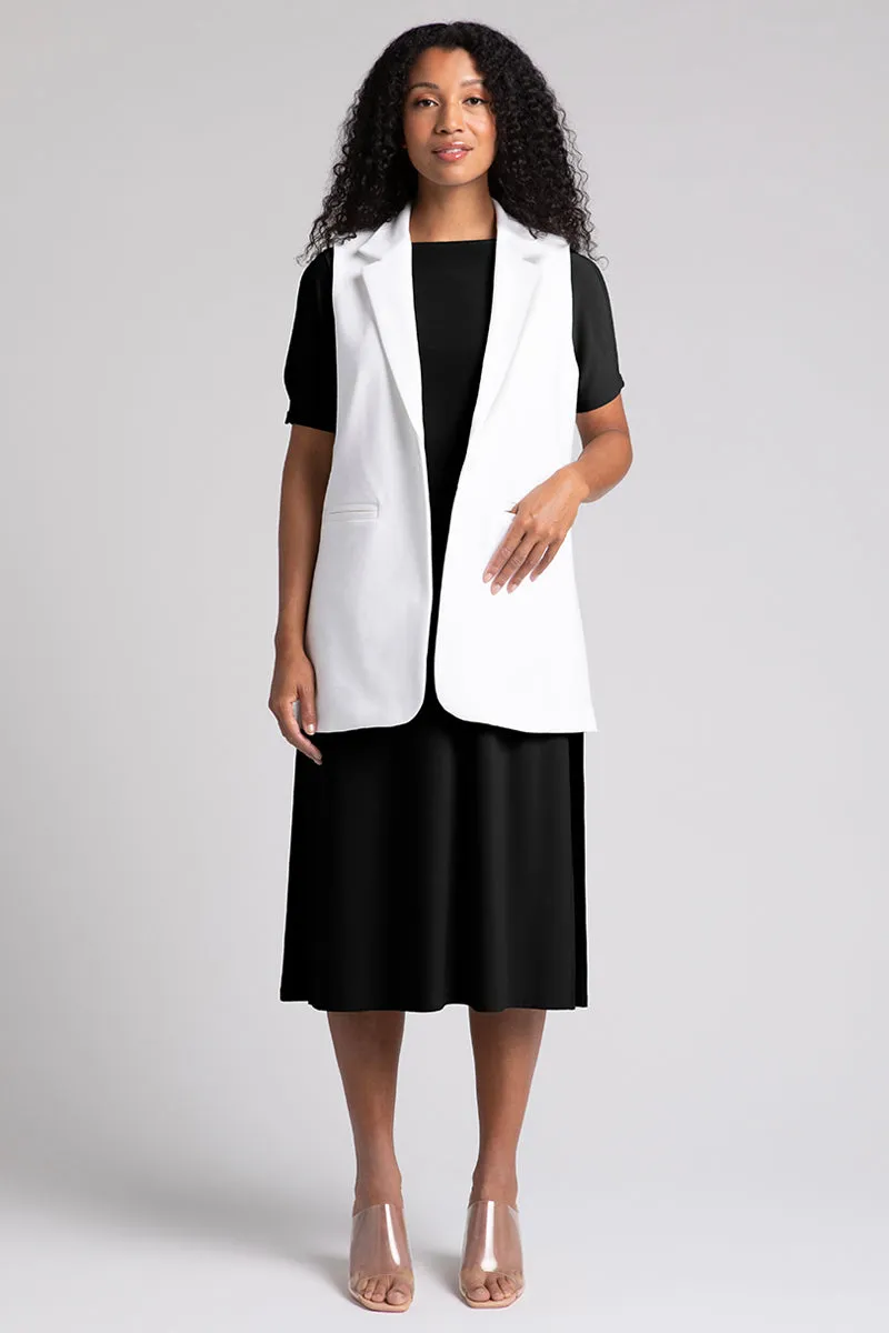 Ponte Sleeveless Jacket | White