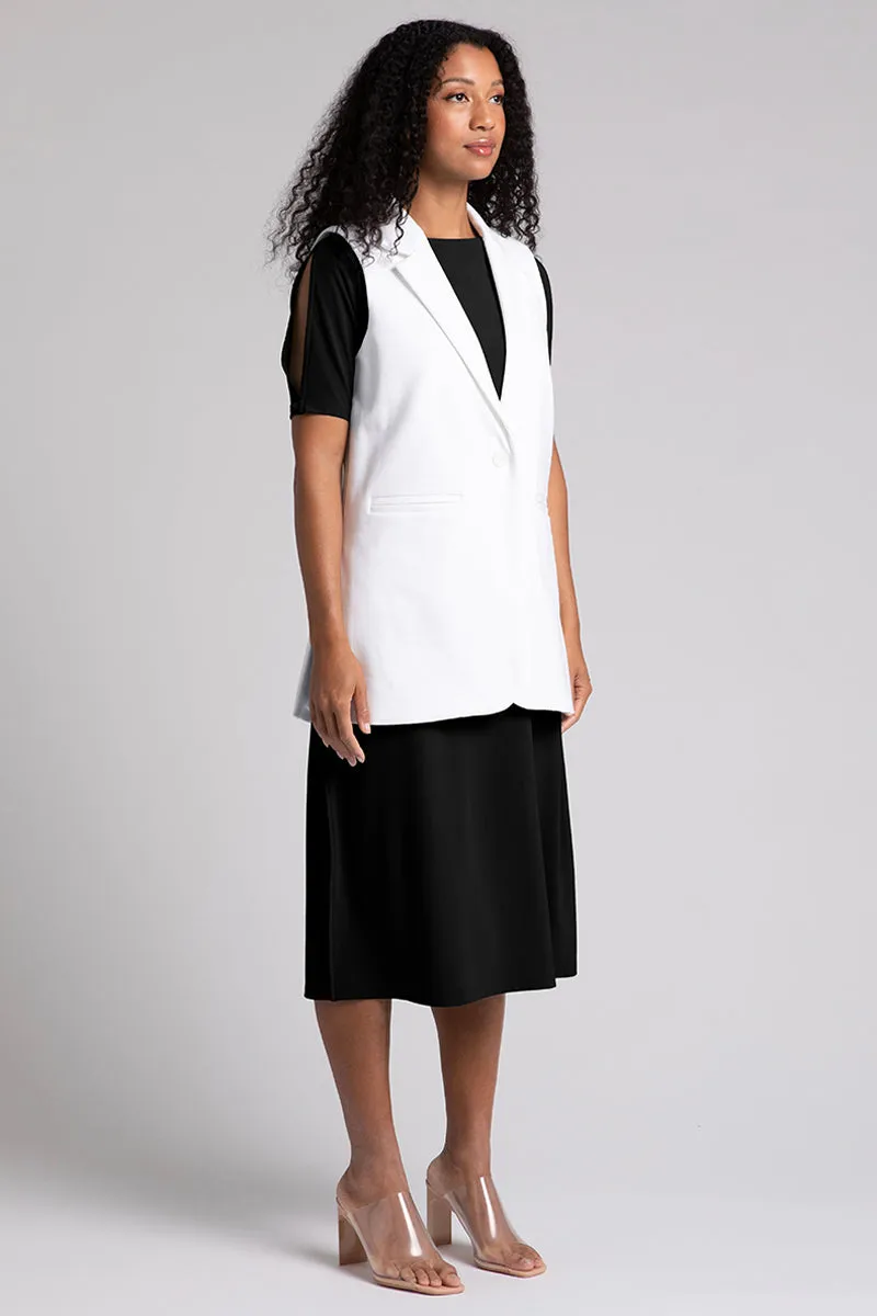 Ponte Sleeveless Jacket | White