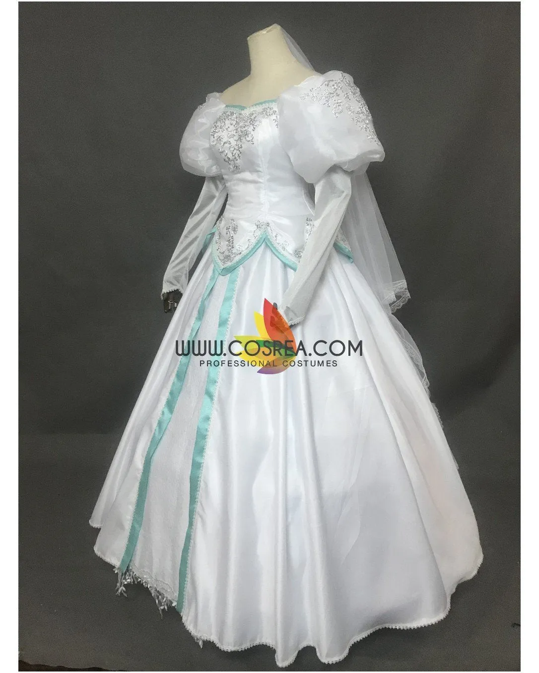 Princess Ariel Embroidered Wedding Dress Little Mermaid Cosplay Costume