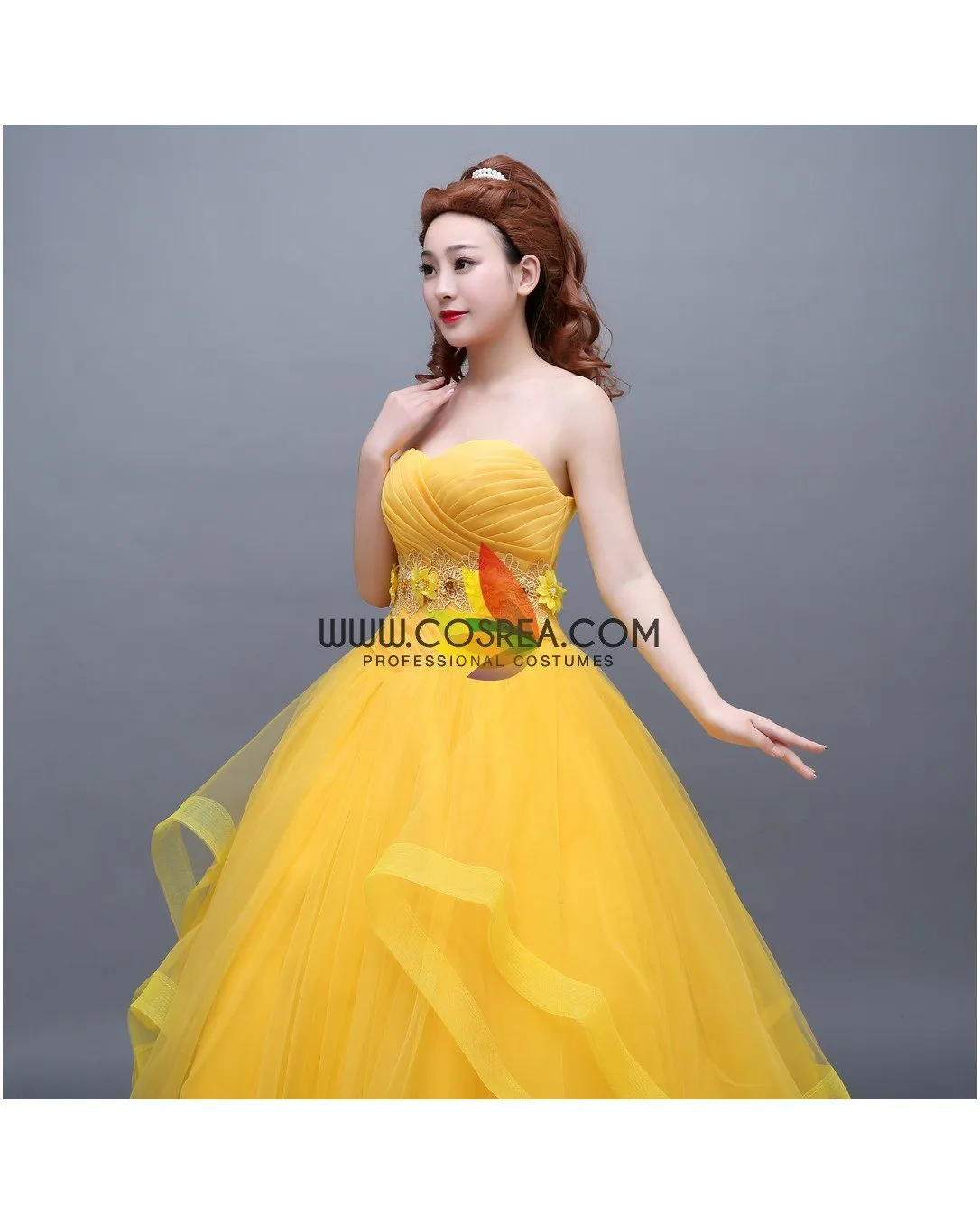 Princess Belle Classic Basque Style With Train Beauty And Beast Cosplay Costume