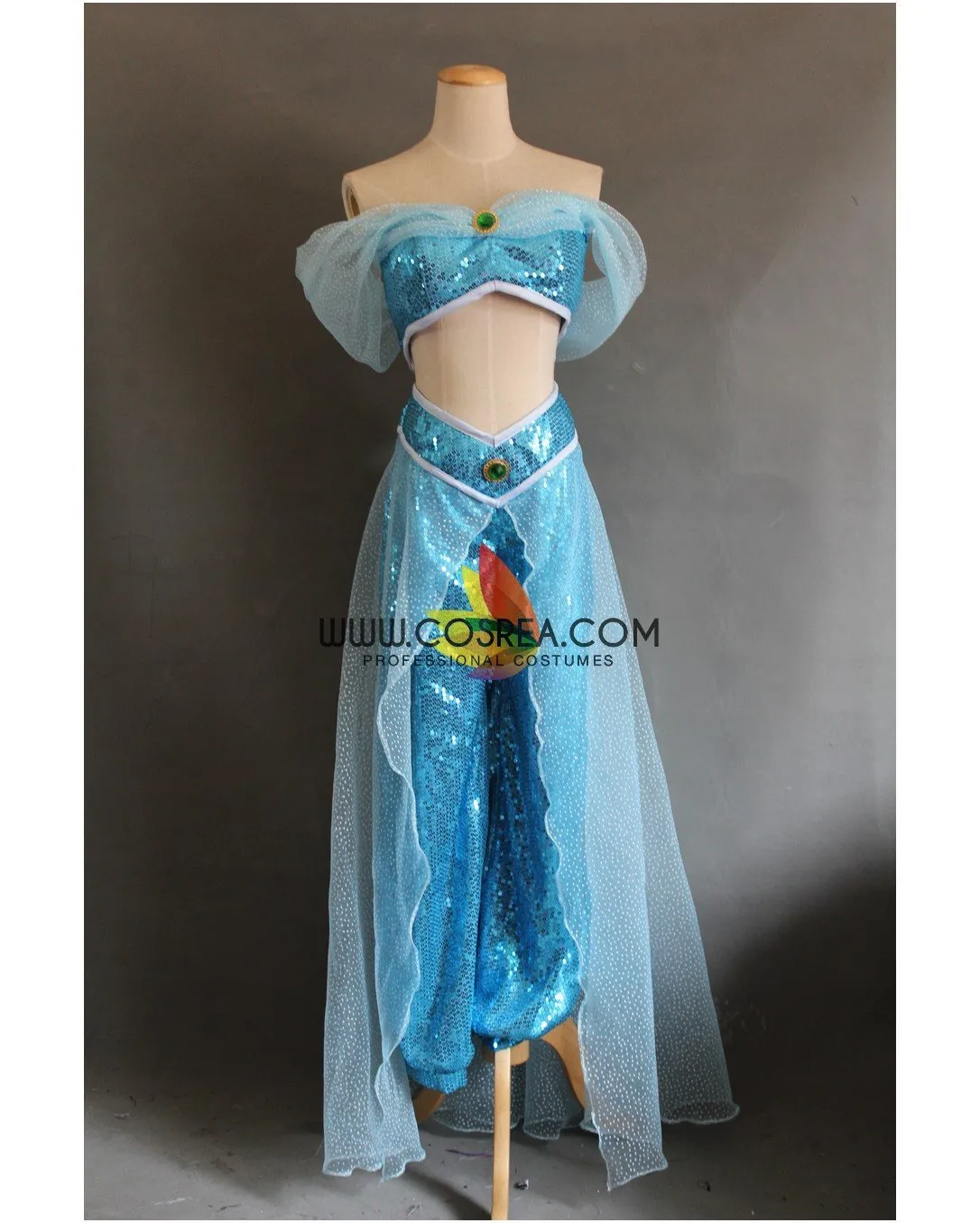 Princess Jasmine Aladdin Sequin Fabric Cosplay Costume