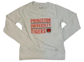 Princeton Tigers Under Armour Semi-Fitted WOMENS White LS Pullover Sweatshirt(M)