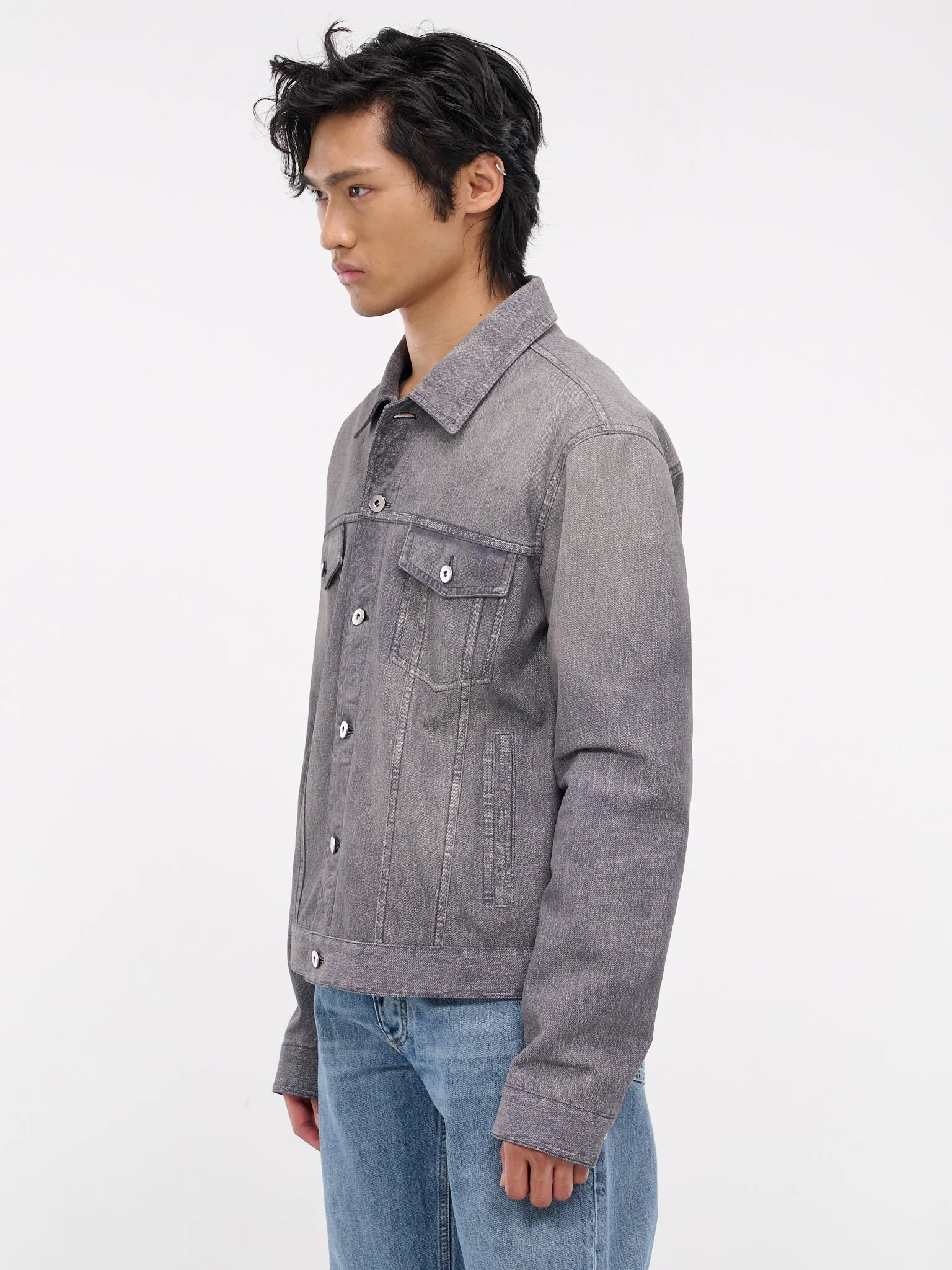 Printed Denim Leather Jacket (727901V2BC0-1873-MID-GREY)