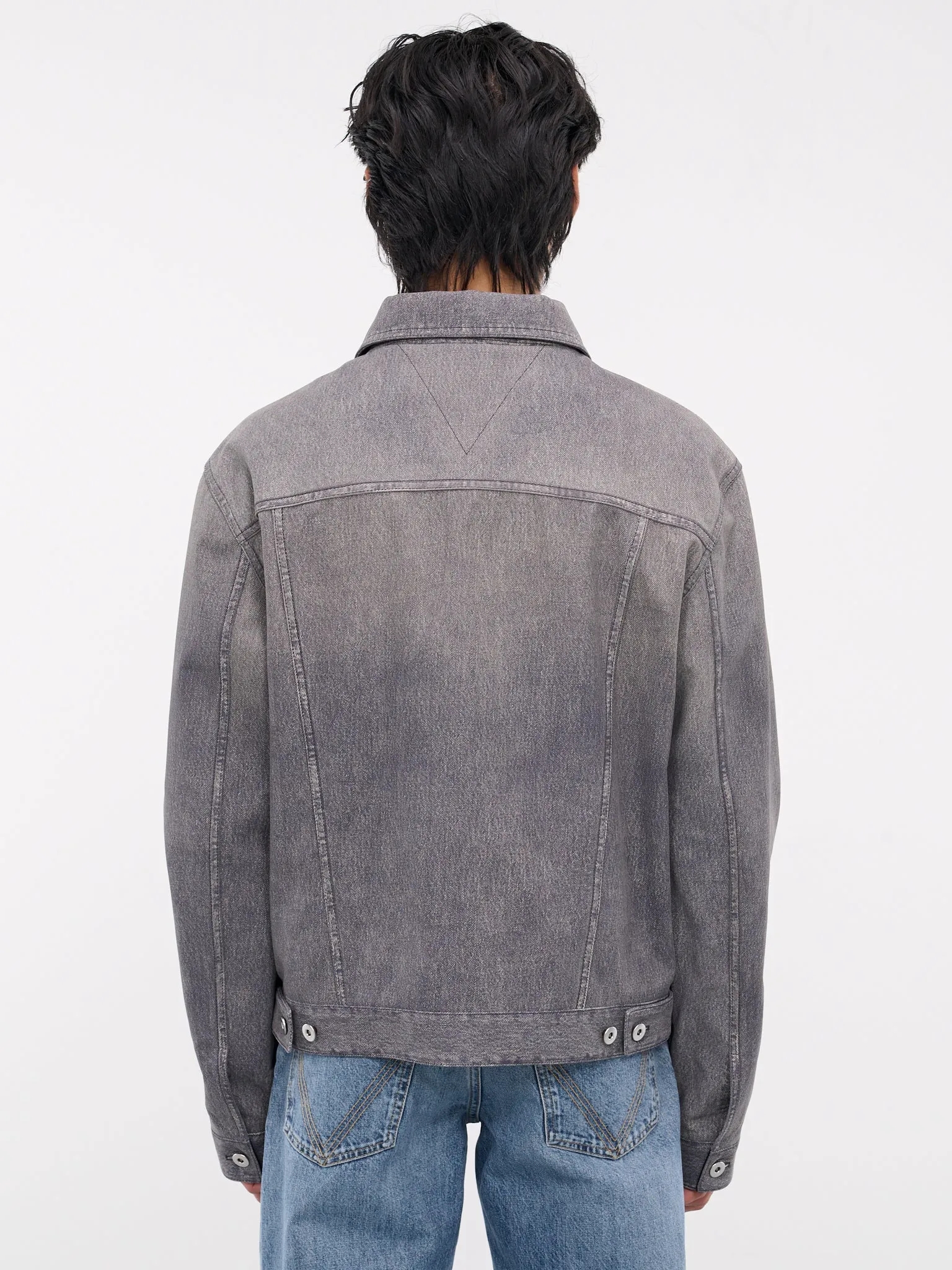 Printed Denim Leather Jacket (727901V2BC0-1873-MID-GREY)