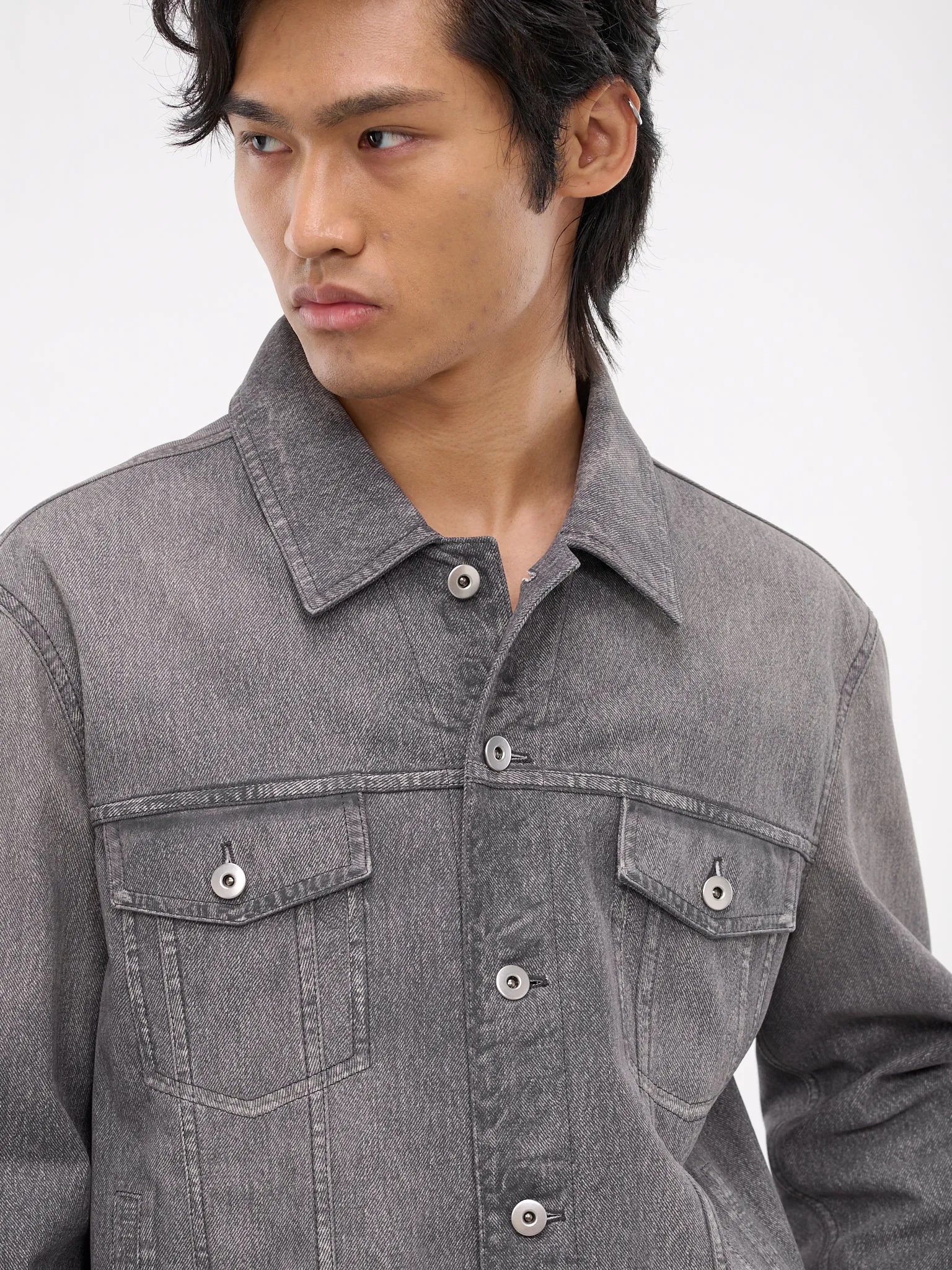 Printed Denim Leather Jacket (727901V2BC0-1873-MID-GREY)