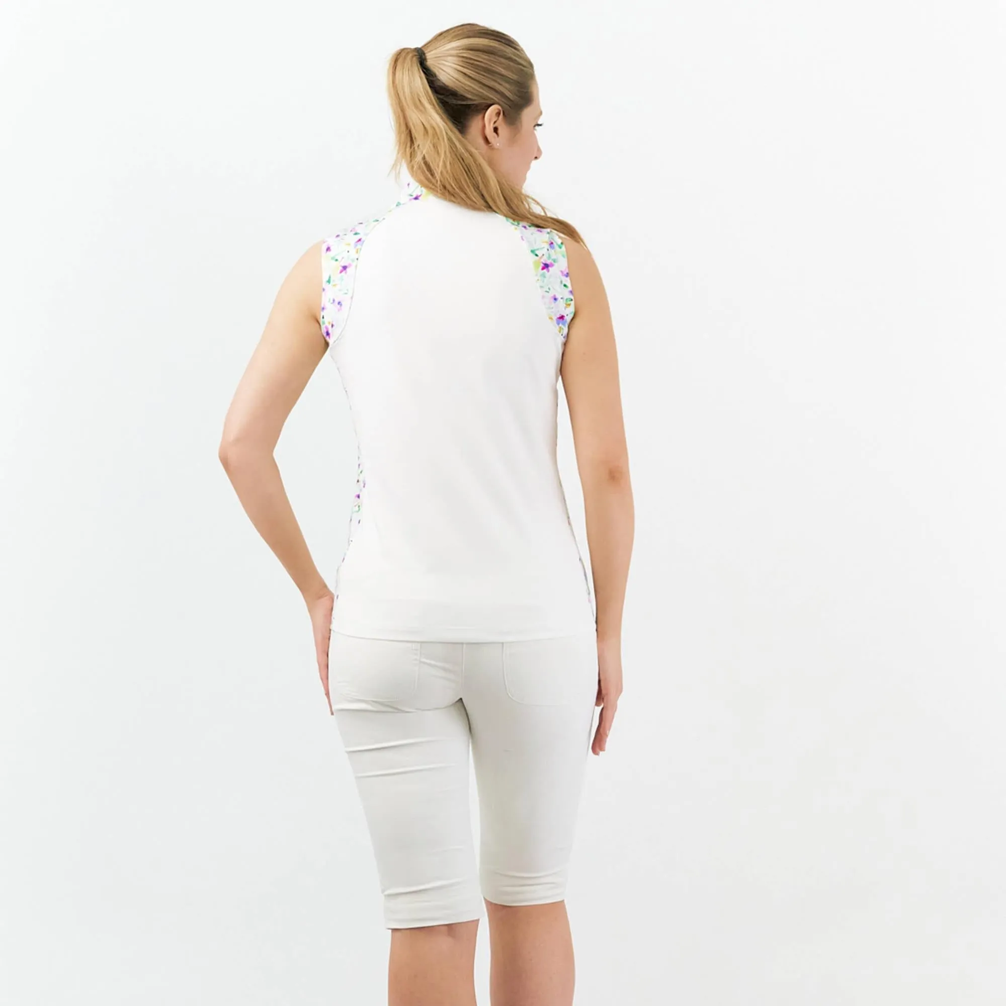 Pure Golf Freda Sleeveless Ladies Golf Polo Shirt Ethereal Bouquet