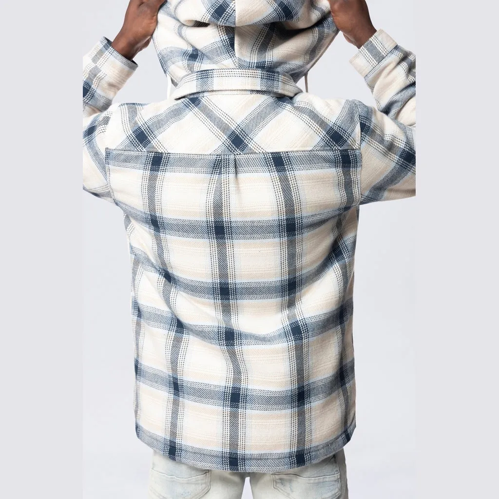 Quilted Shacket With Detachable Hood - Cascade