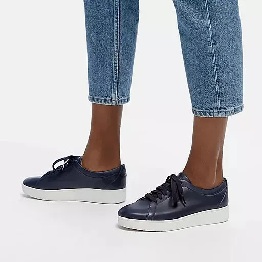  Rally Lace-Up Leather Sneaker in Midnight Navy  