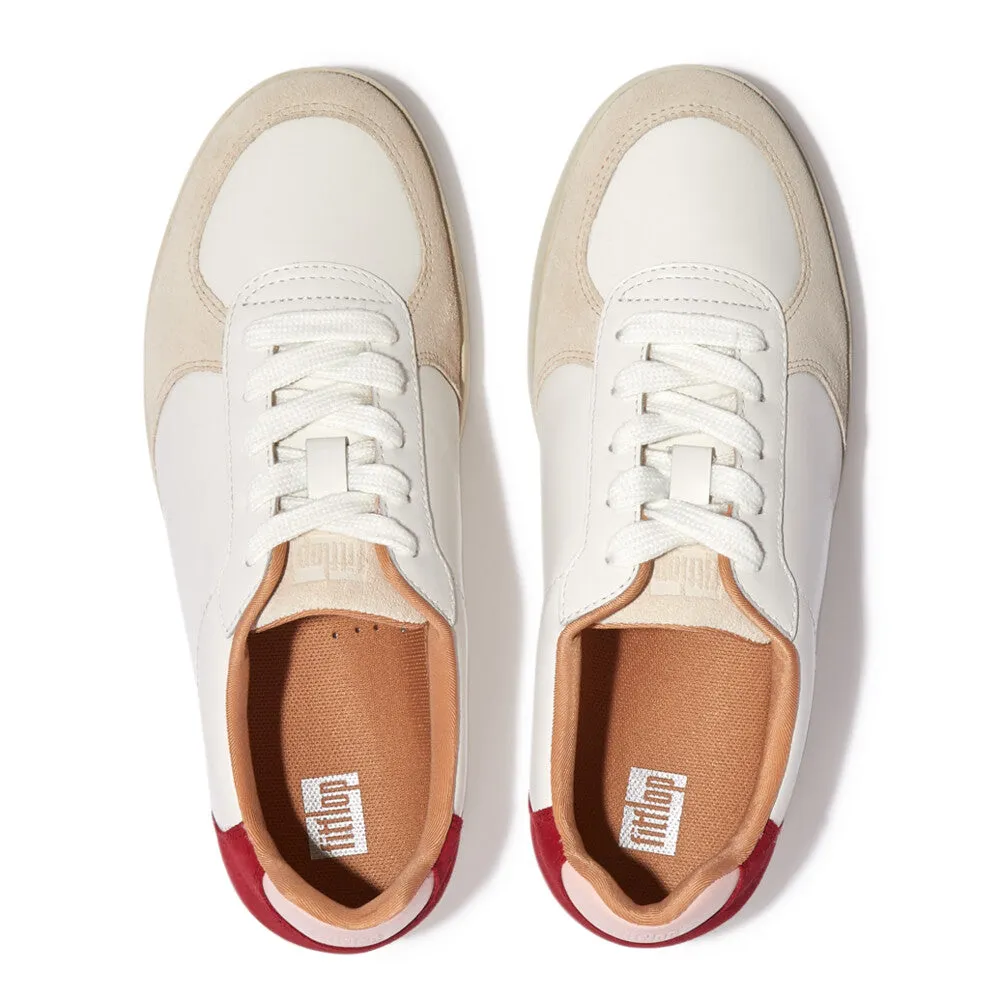  Rally Leather/Suede Panel Sneaker in Urban White/Rich Red  