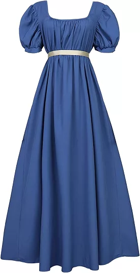 Regency Dark Blue Dress w/Pink Sash for Women Ladies Size Small