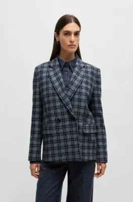 Relaxed-fit double-breasted jacket in checked tweed