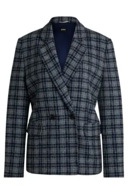 Relaxed-fit double-breasted jacket in checked tweed