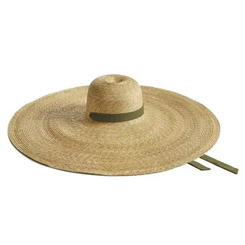 --Rossella Olive Green Ribbon Straw Hat-