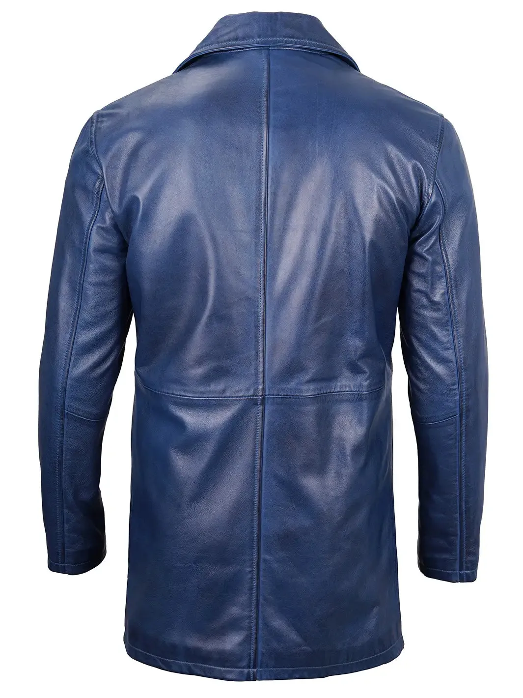 Santiago Blue Wax Real Leather Car Coat