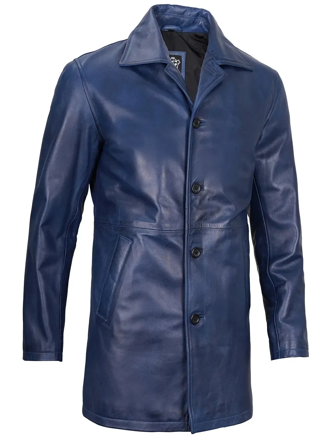 Santiago Blue Wax Real Leather Car Coat