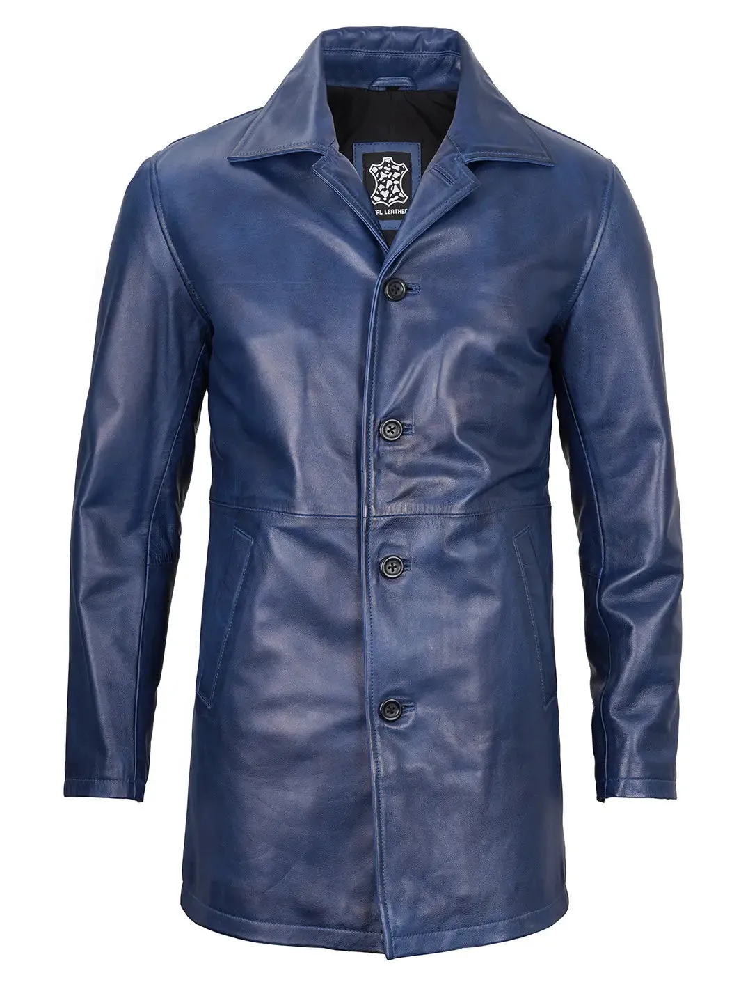 Santiago Blue Wax Real Leather Car Coat