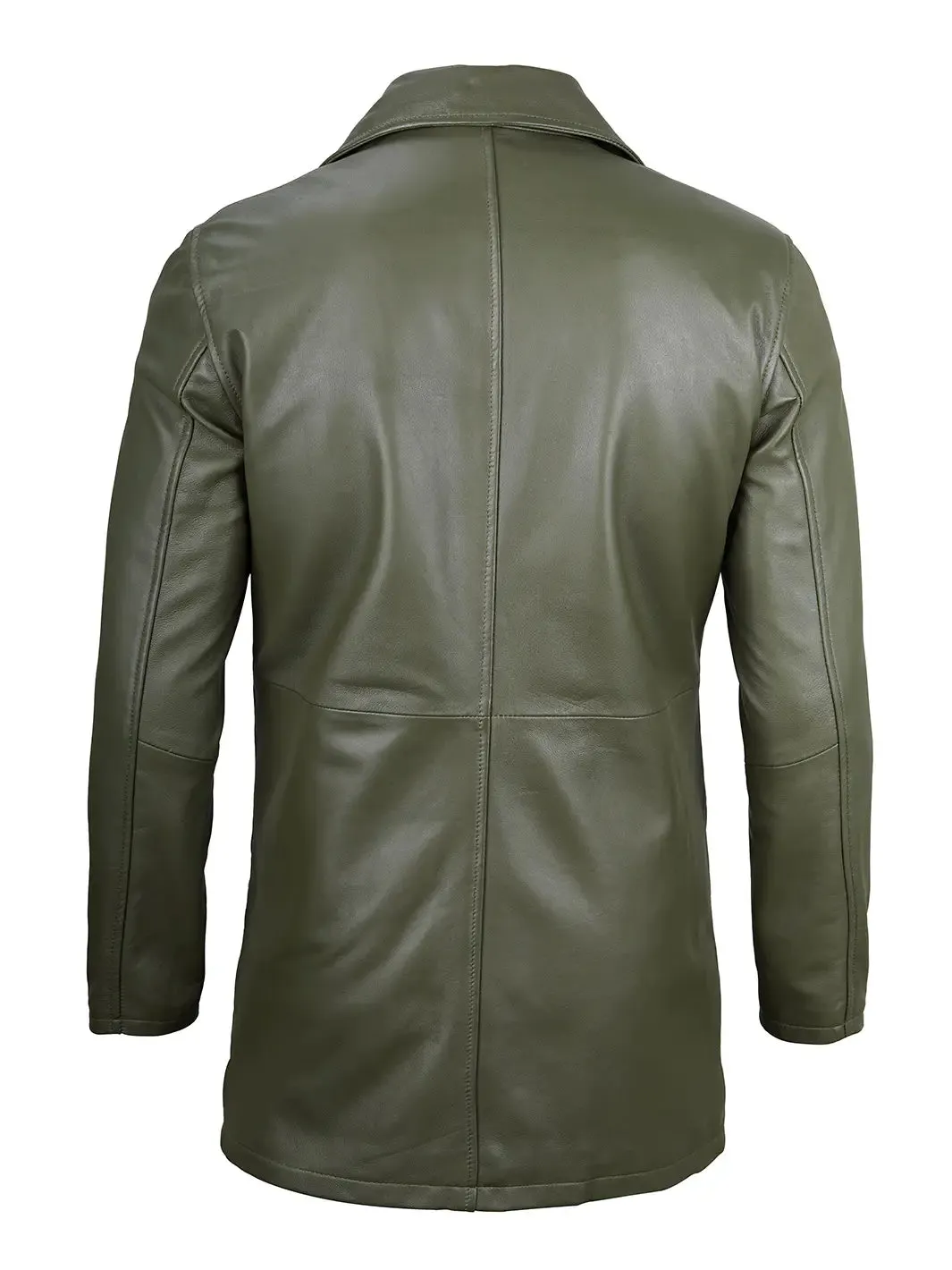 Santiago Military Green Real Leather Car Coat