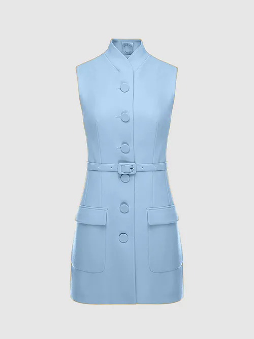 Sky Blue Page Sleeveless Jacket