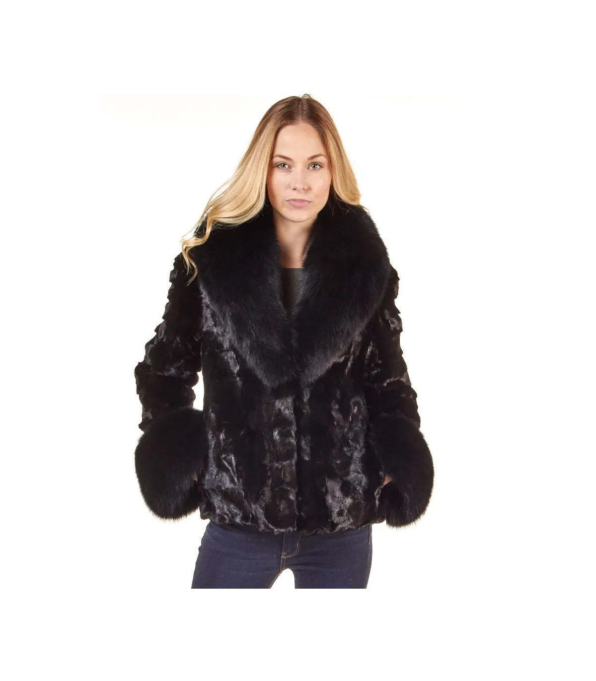 Skyler Sculptured Mink Fur and Fox Fur Jacket: FurHatWorld.com