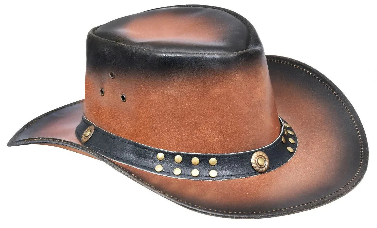 Smoke Brown Western/Bush Style Leather Hat