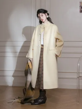 Stand Collar Slit Long Coat