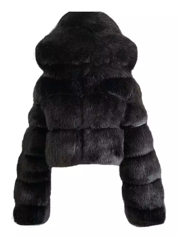 Stay Warm and Stylish in the Chilly Winter Months with Our Women's Faux Fur Hooded Coat