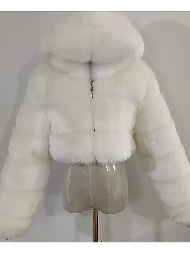 Stay Warm and Stylish in the Chilly Winter Months with Our Women's Faux Fur Hooded Coat